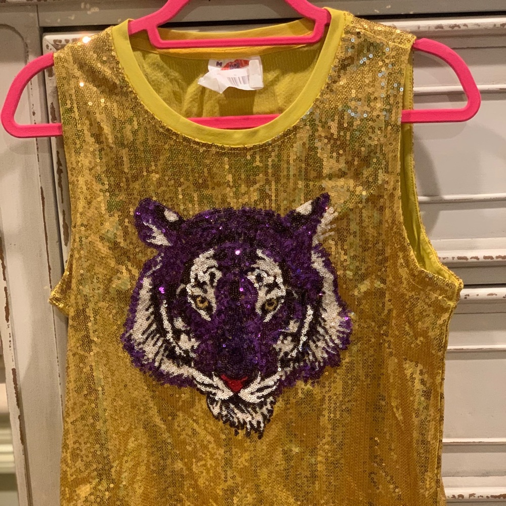 Sparkle City Seaux Tiger Sequin Tank Top